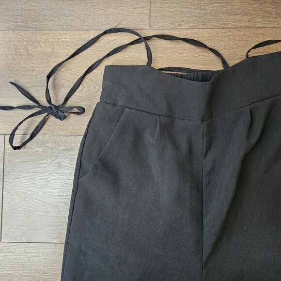 OAK + FORT High Waisted Black Wide Leg Trousers with Unique Waist Wrap Size 0 - Picture 2 of 12